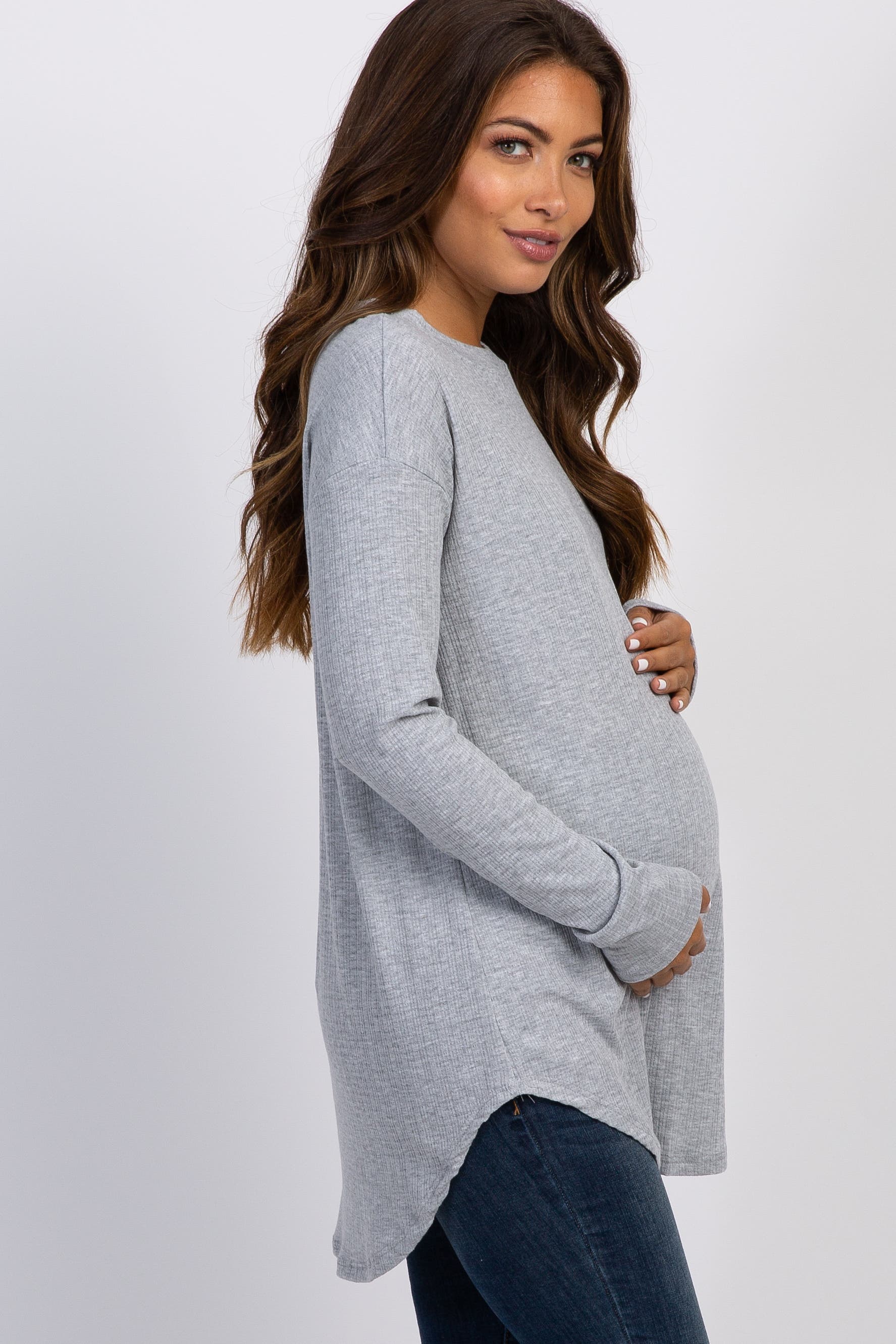 Long Sleeve Round Hem Textured Top - image 4