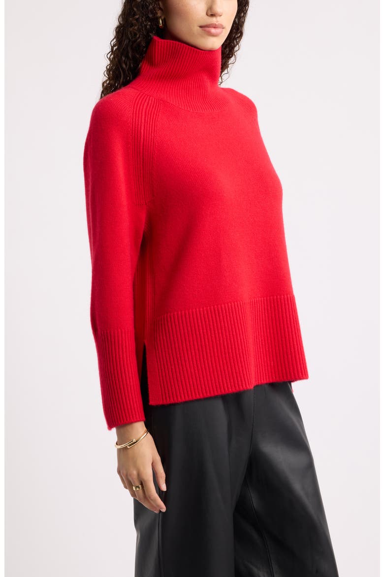 Wool & Cashmere Raglan Turtleneck Sweater, Alternate, color, RED CELEBRATION