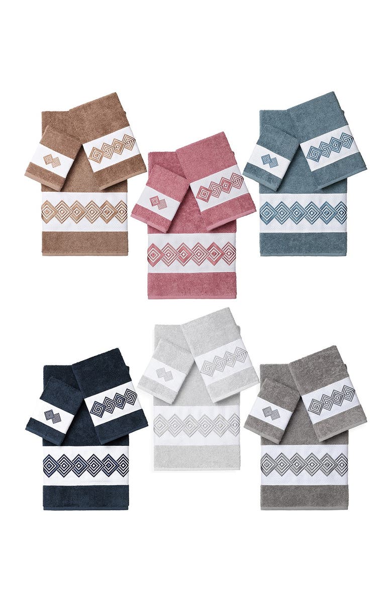 Linum Home Textiles Noah 3-Piece Embellished Towel Set - Teal, Alternate, color, Teal