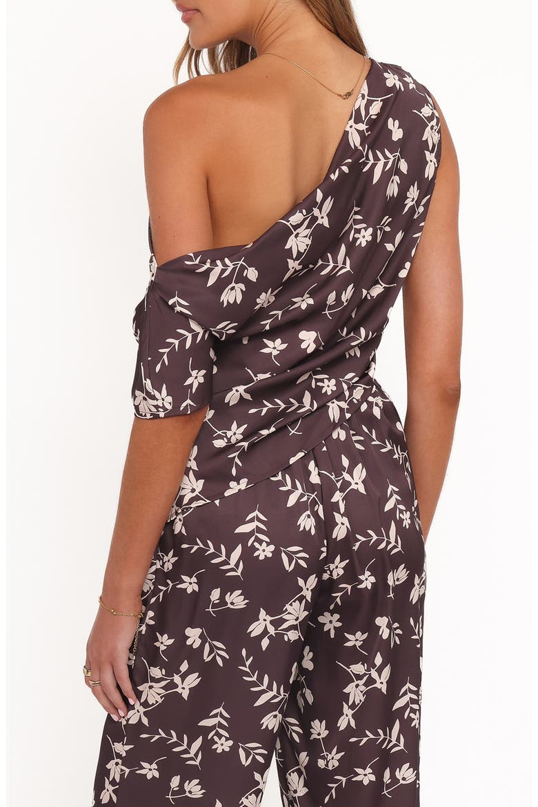 Romola Ruched One-Shoulder Top, Alternate, color, BROWN CREAM FLORAL