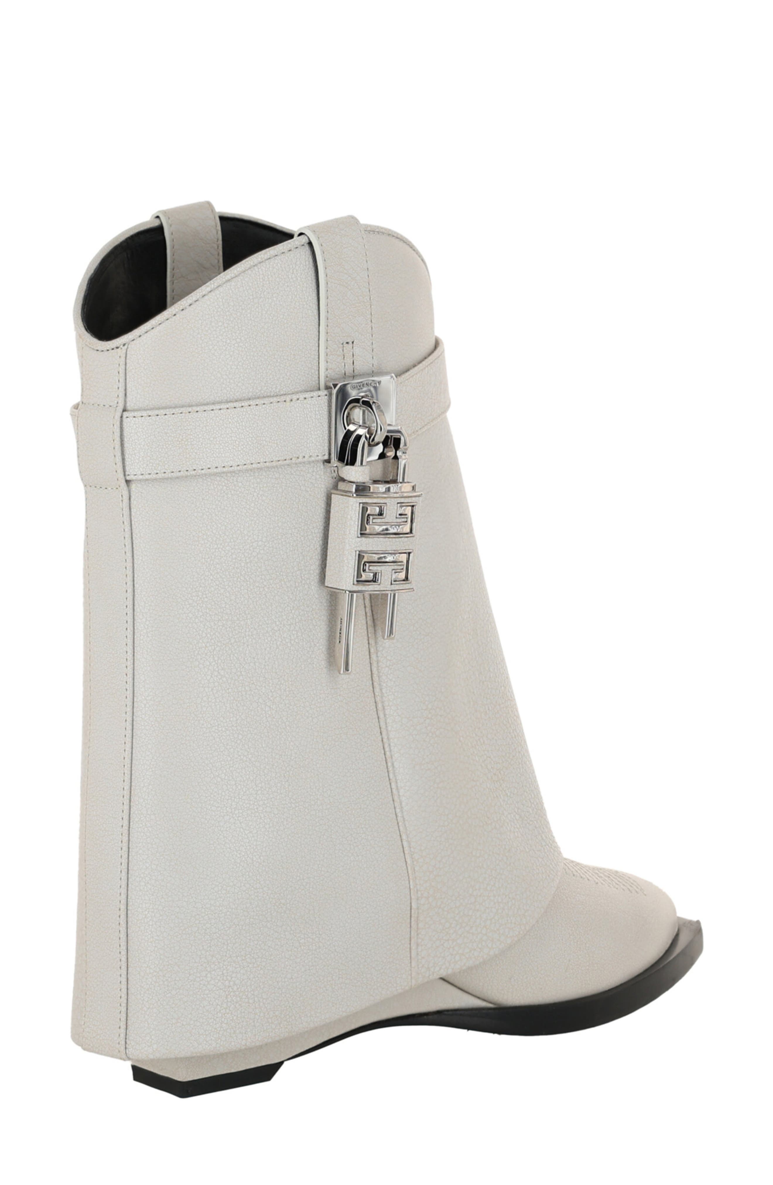 Givenchy Shark Lock Leather Cowboy Boot, Alternate, color, Ivory
