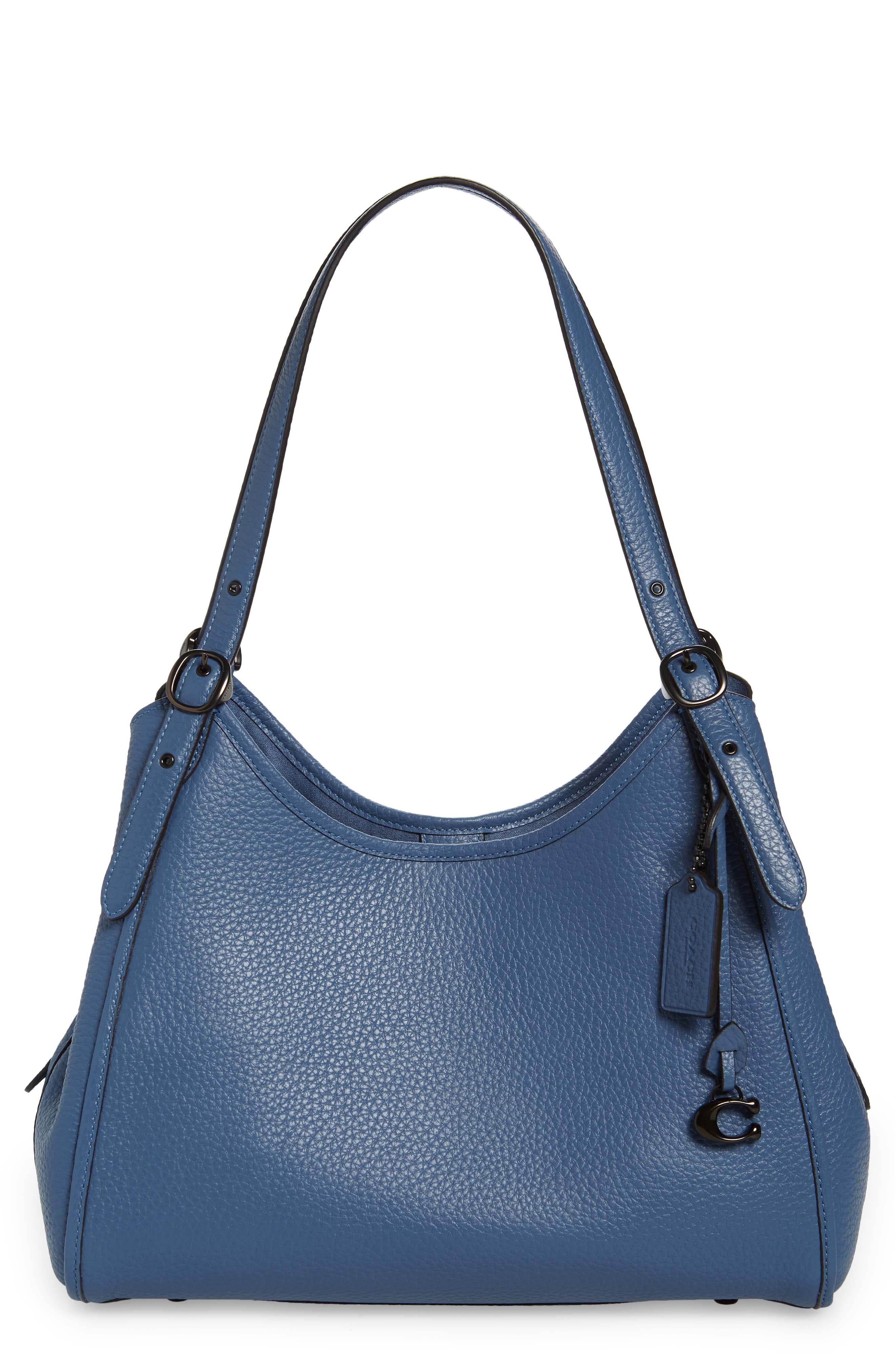 Lori Pebble Leather Shoulder Bag, Main, color, WASHED CHAMBRAY