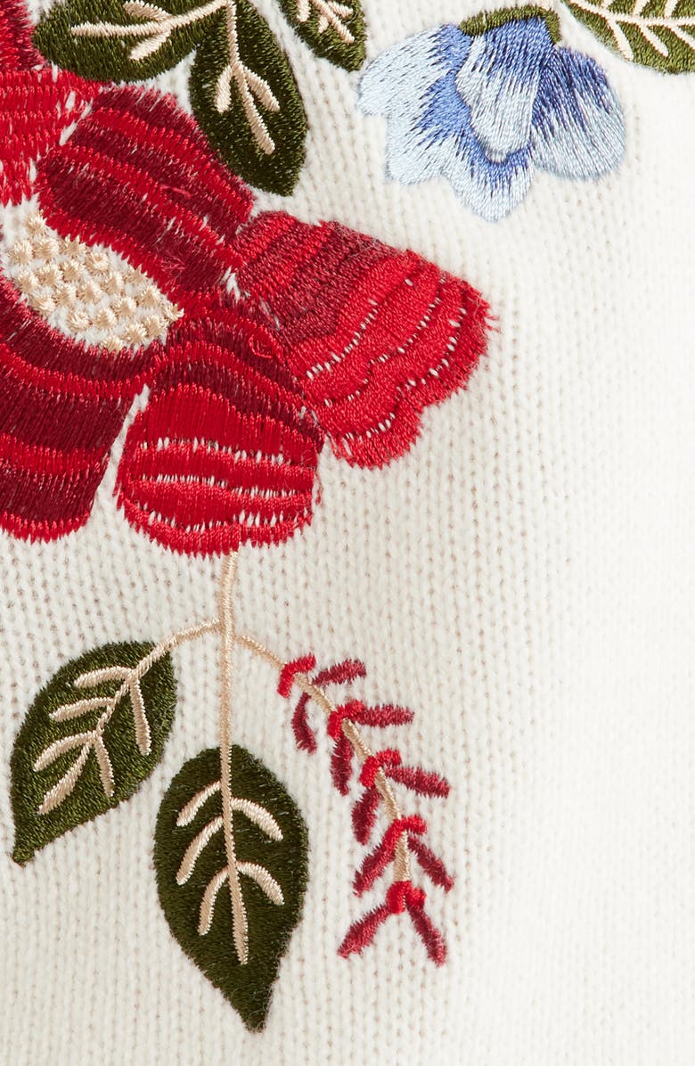 FARM Rio Embroidered Flowers Wool Cardigan, Alternate, color, Cream