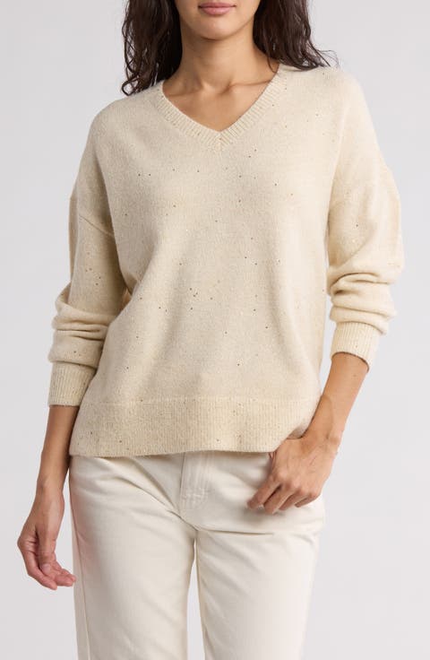 V-Neck Metallic Sweater