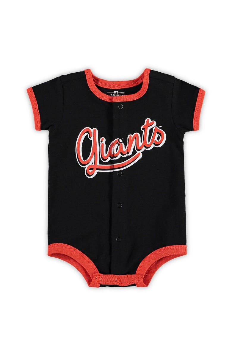 Outerstuff Newborn & Infant Black San Francisco Giants Stripe Power Hitter Romper, Main, color, Black