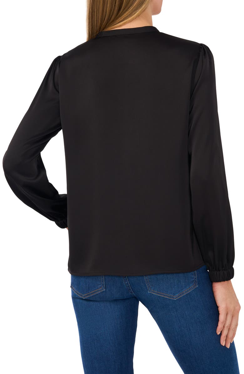 CeCe Pearly Button Satin Top, Alternate, color, 