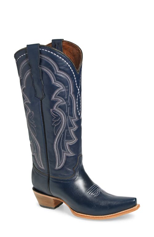 CIRCLE G Contrast Embroidery Tall Western Boot in Dark Blue  product