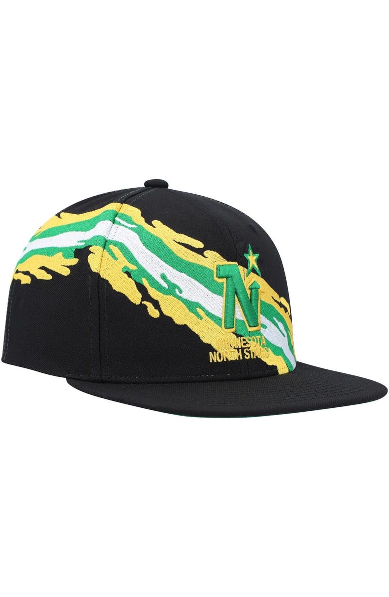 Mitchell & Ness Men's Mitchell & Ness Black Minnesota North Stars Vintage Paintbrush Snapback Hat, Alternate, color, 