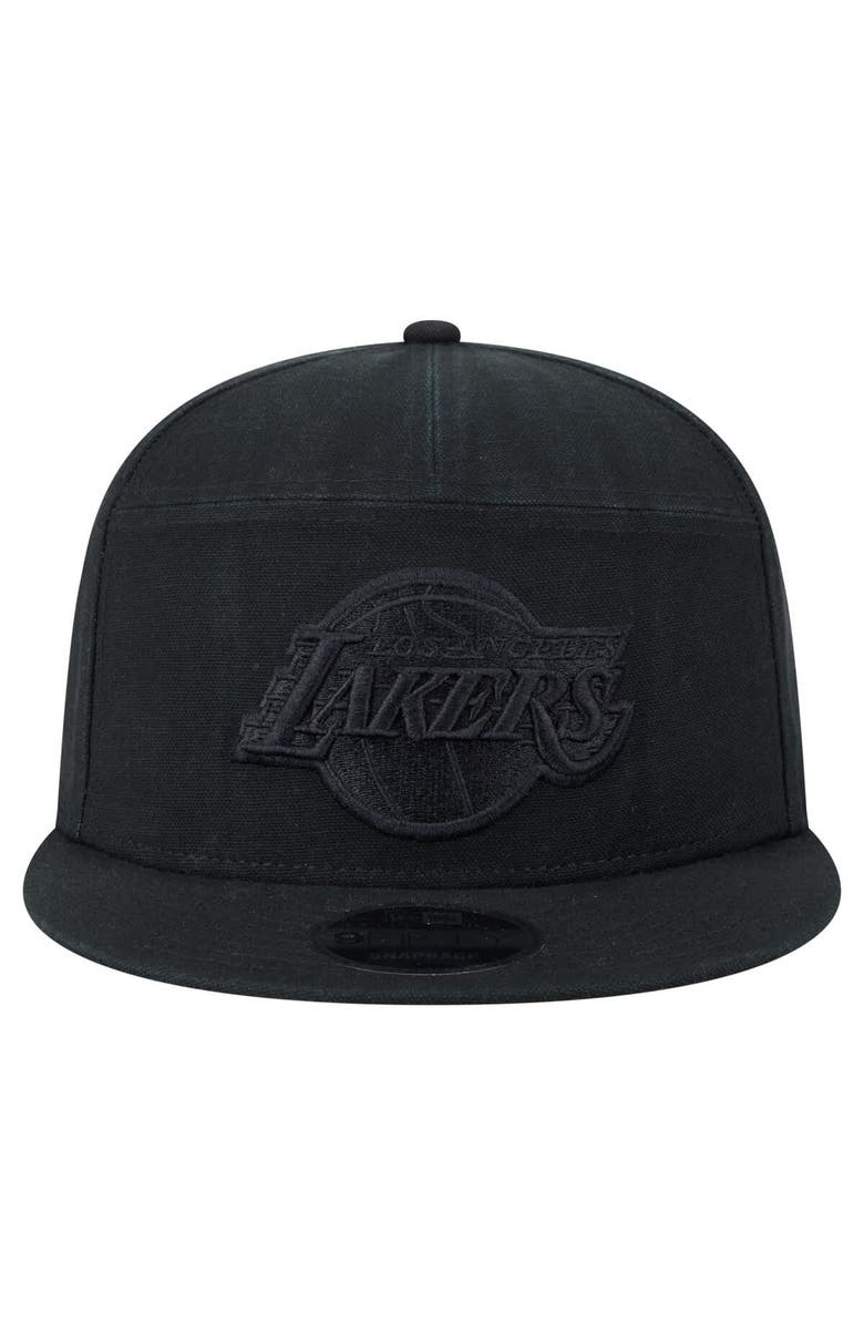 New Era Men's New Era Black Los Angeles Lakers Adventure Canvas Split Panel 9FIFTY Snapback Hat, Alternate, color, 