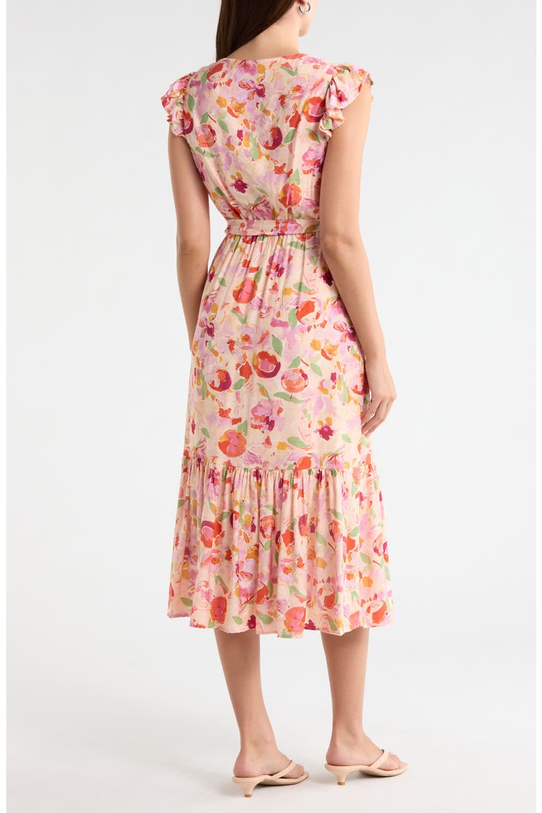 Peach Print Cap Sleeve Maxi Dress, Alternate, color, PEACH MULTI