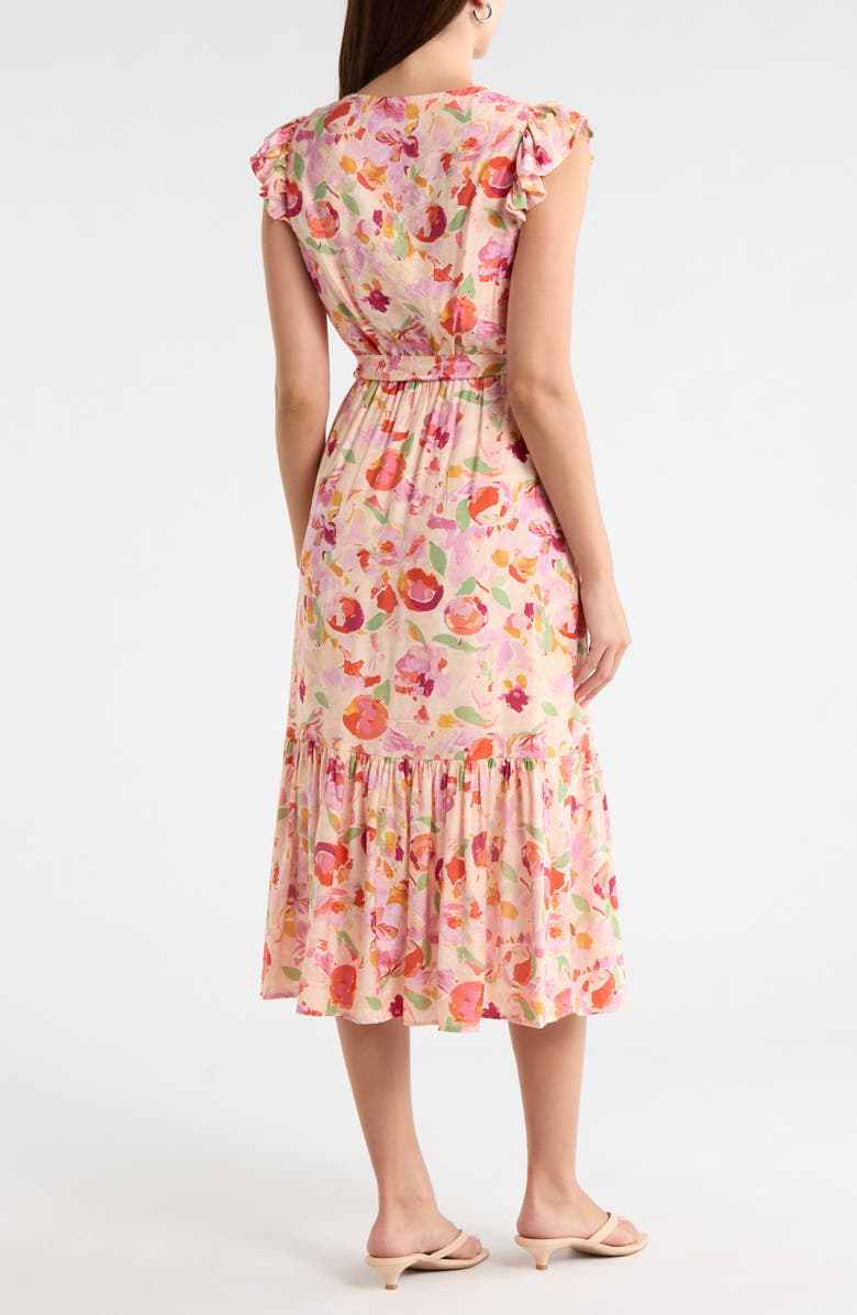 Sam Edelman Peach Print Cap Sleeve Maxi Dress, Alternate, color, Peach Multi