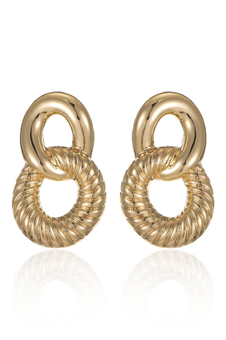 Double Circle Dangle Earrings, Alternate, color, GOLD