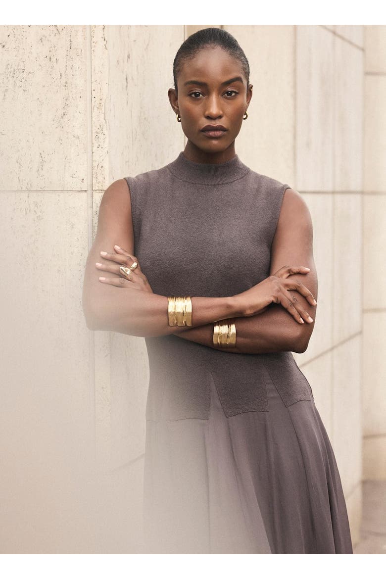 Sleeveless Knit Midi Dress, Alternate, color, Brown