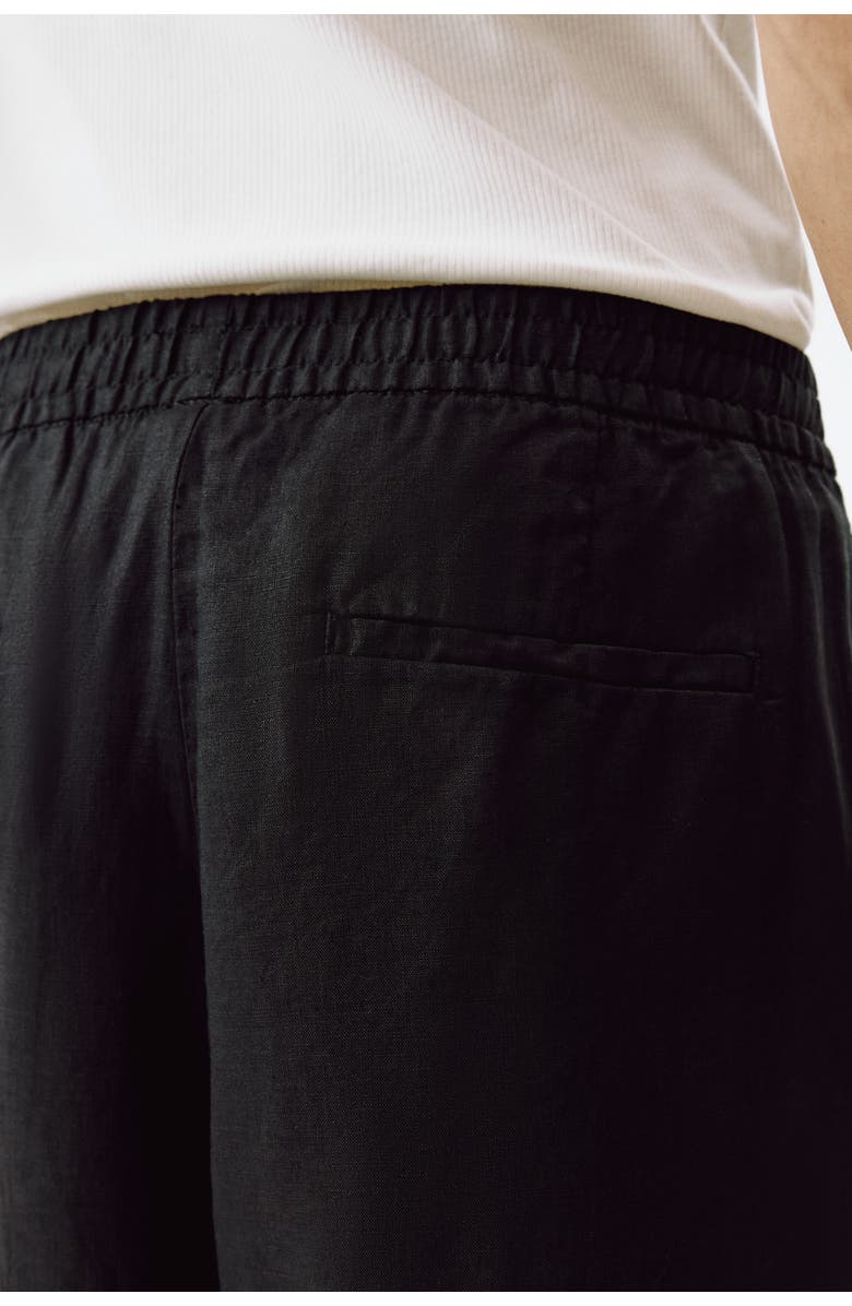 H&M Loose Fit Linen Trousers, Alternate, color, Black