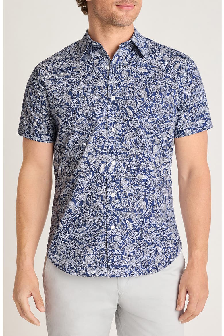 Riviera Short Sleeve Shirt, Main, color, NAVY TIGERS