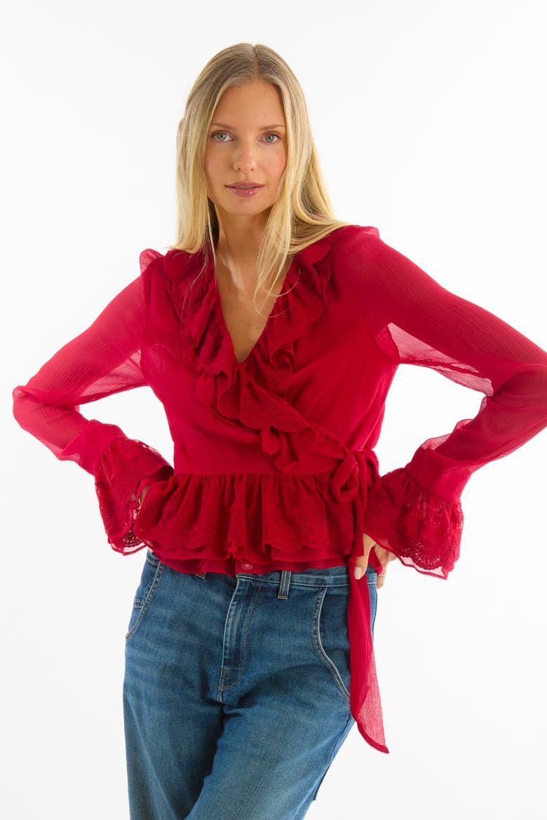 Poet Blouse, Alternate, color, Lipstick Red