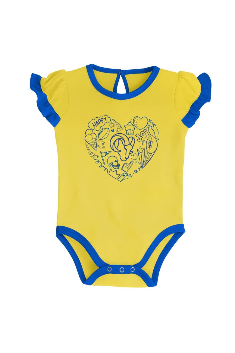 Newborn & Infant Royal/Gold Los Angeles Rams Too Much Love Two-Piece Bodysuit Set, Alternate, color, Royal