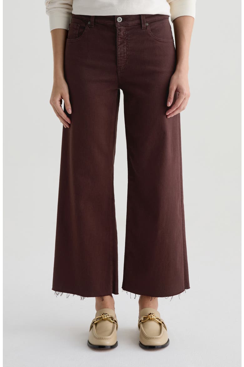 Saige Raw Hem Ankle Wide Leg Jeans, Main, color, COFFEE BEAN