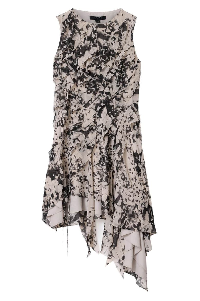 Angie Asymmetric Ruffle Dress, Alternate, color, WING CHALK WHITE