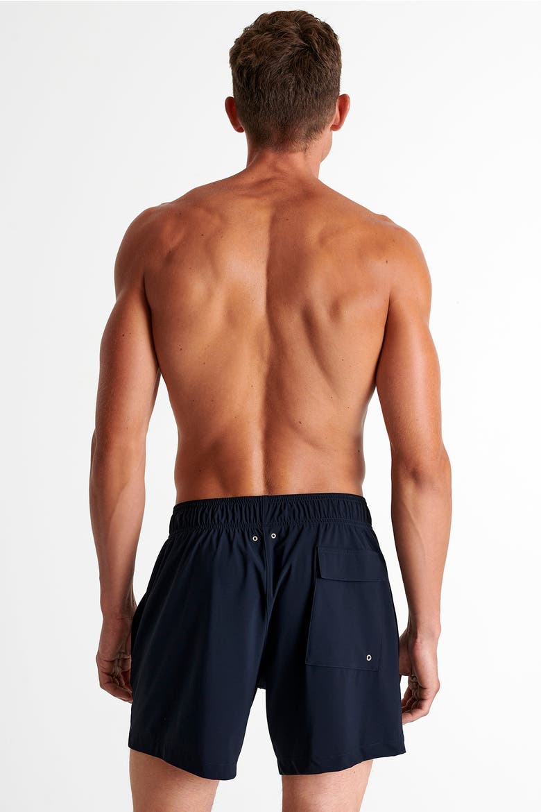 Classic fit stretch swim trunks, Alternate, color, Navy