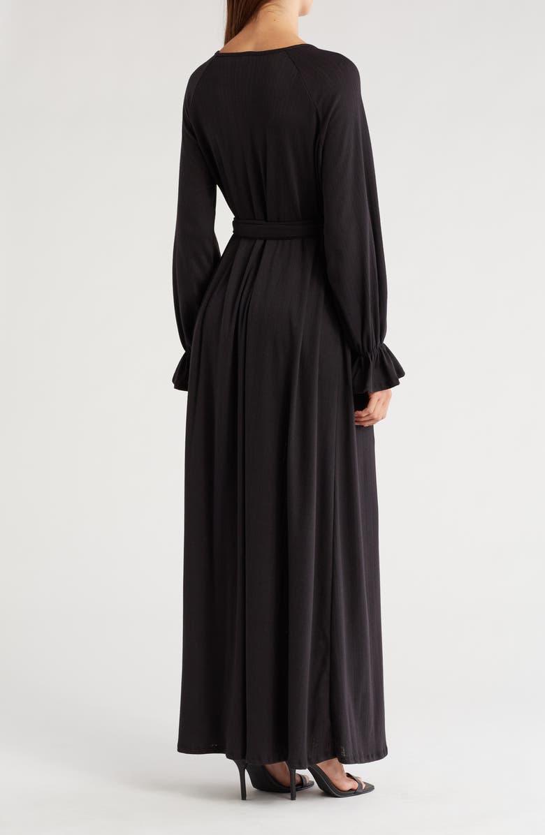 GO COUTURE Ruffle Cuff Long Sleeve Maxi Dress, Alternate, color, Black