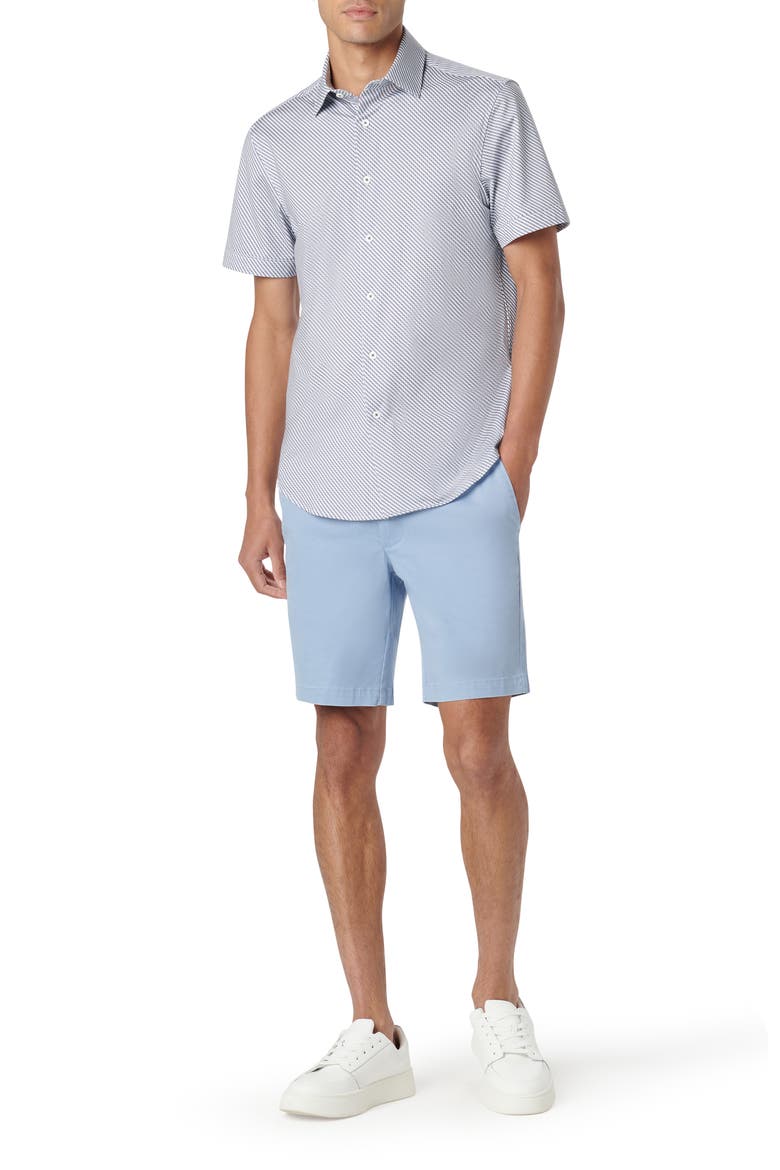 Miles OoohCotton® Geometric Short Sleeve Button-Up Shirt, Alternate, color, RIVIERA