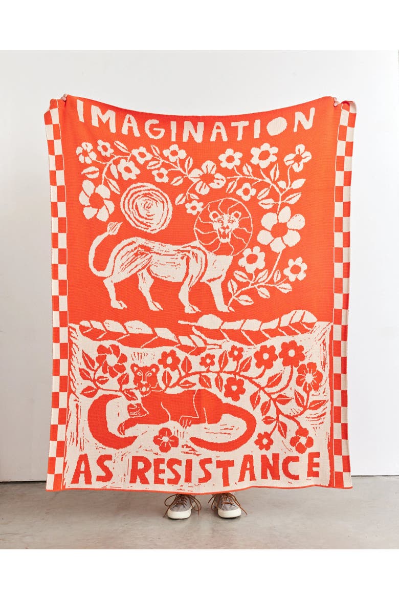 Imagination Knit Throw Blanket, Alternate, color, Flame