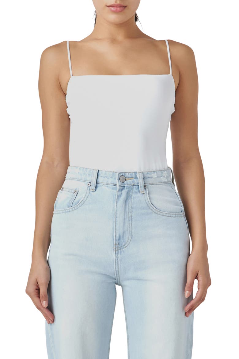 Camisole Bodysuit, Main, color, WHITE