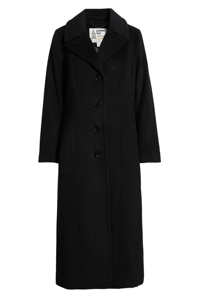 Single Breasted Longline Coat, Alternate, color, BLACK