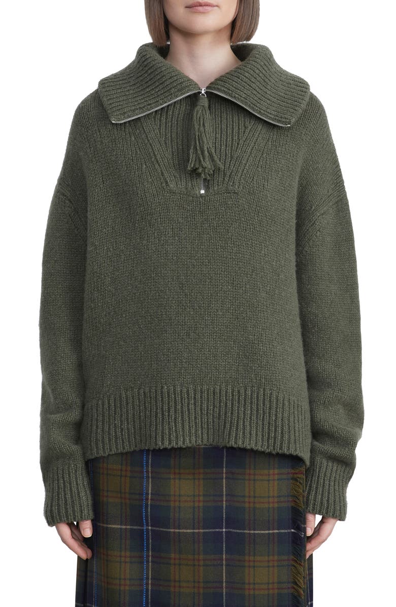 Lafayette 148 New York Oversize Recycled Cashmere Blend Half Zip Sweater, Main, color,