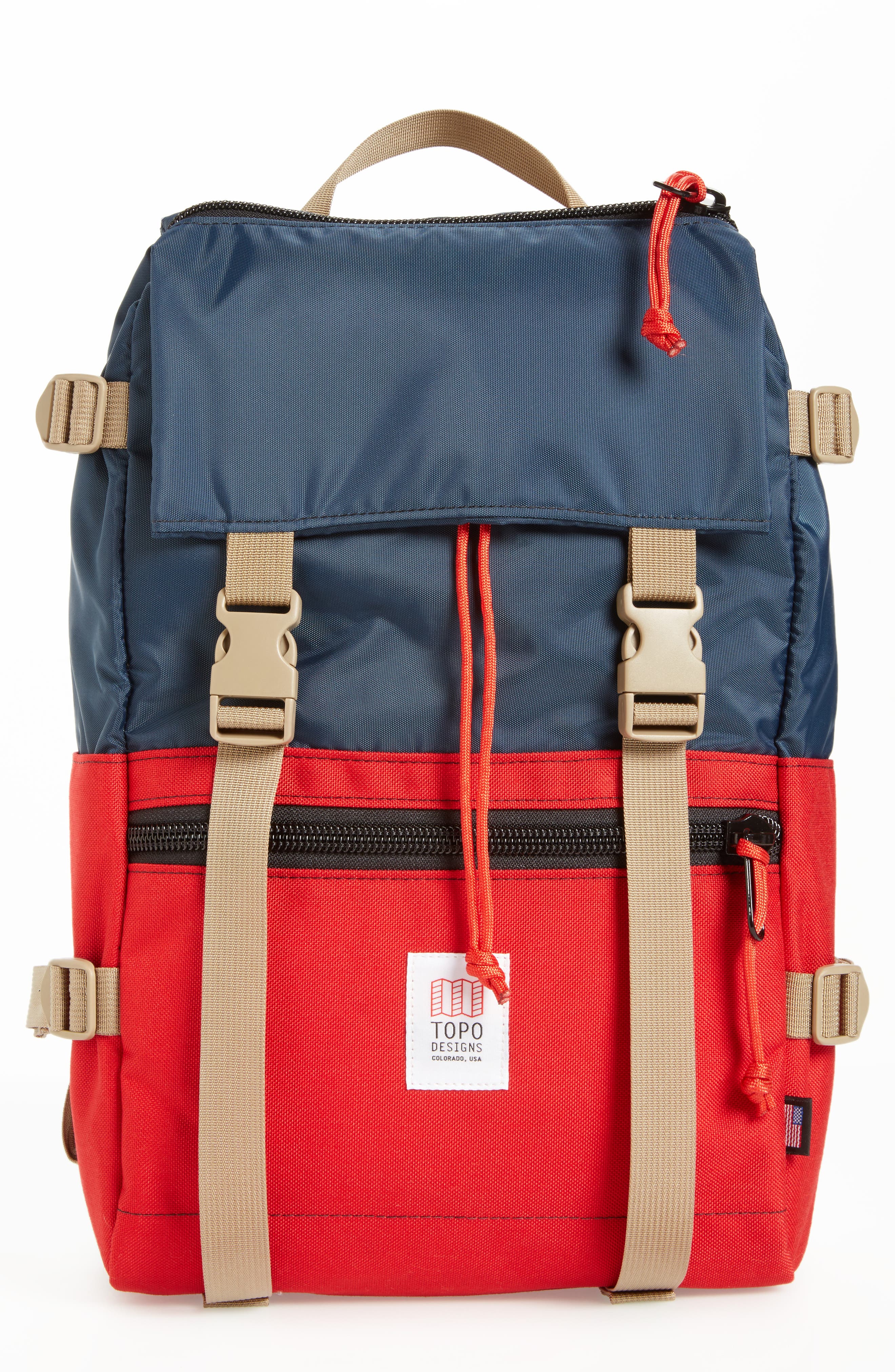 'Rover' Backpack, Main, color, NAVY/ RED