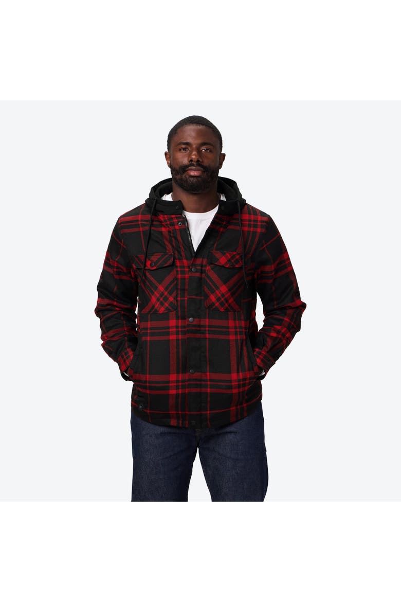 Flannel Heated Hooded Jacket, Main, color, Red