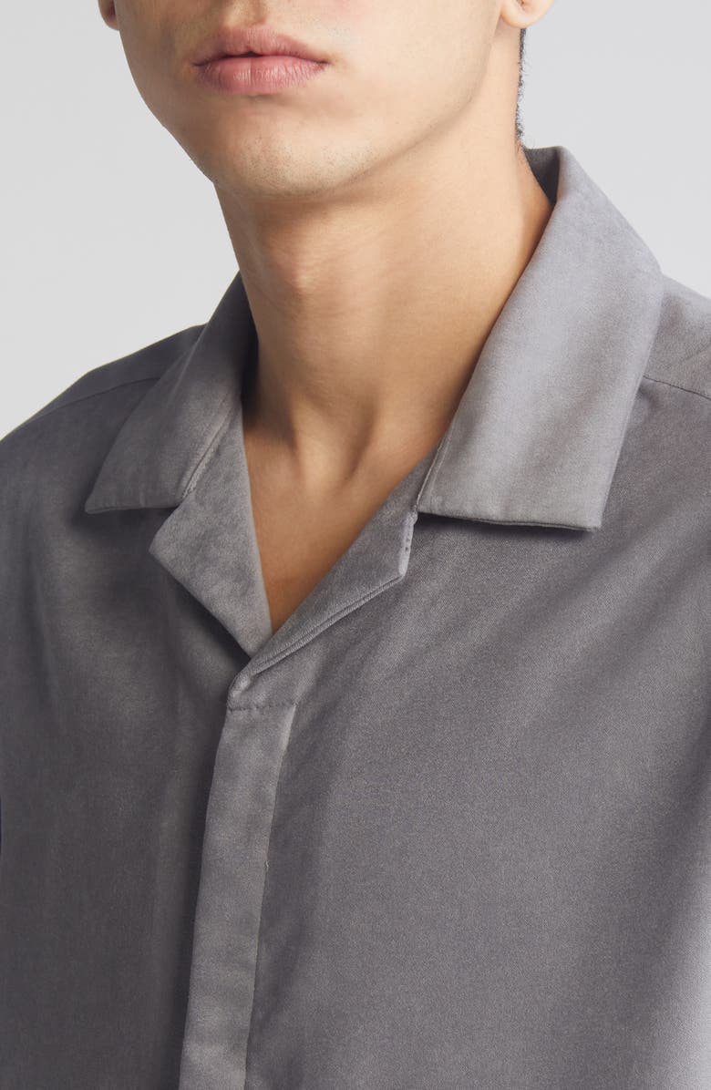 ASOS DESIGN Boxy Suedette Camp Shirt, Alternate, color, 