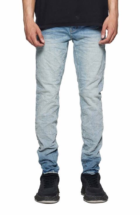Ice Washed Distressed Skinny Jeans (Light Indigo)
