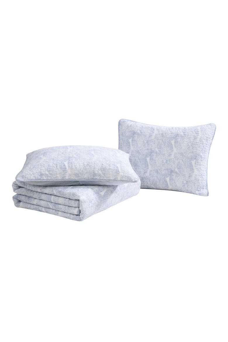 Distressed Water Leaves Reversible Quilt & Sham Set, Main, color, BLUE SKY