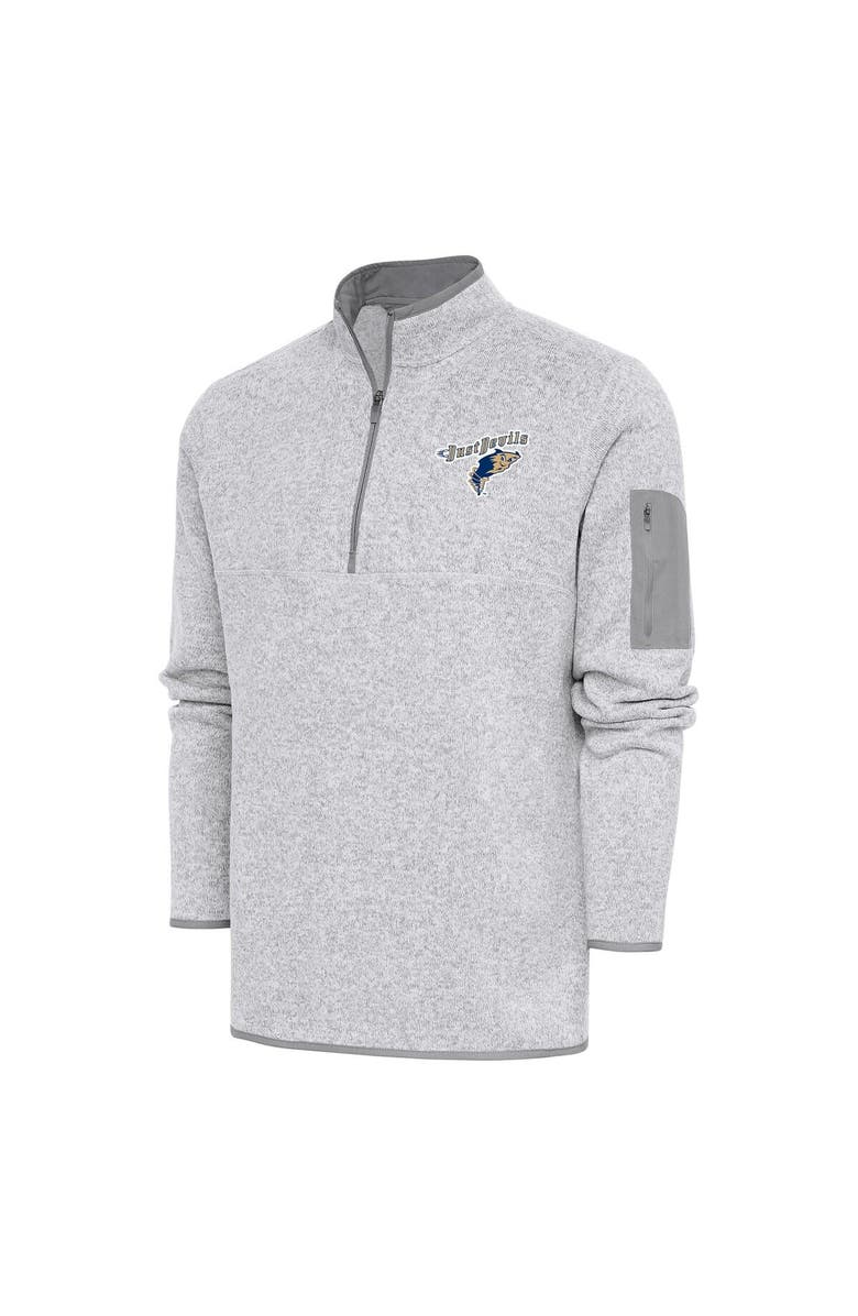 ANTIGUA Men's Antigua  Heather Gray Tri-City Dust Devils Fortune Quarter-Zip Pullover Jacket, Main, color, 