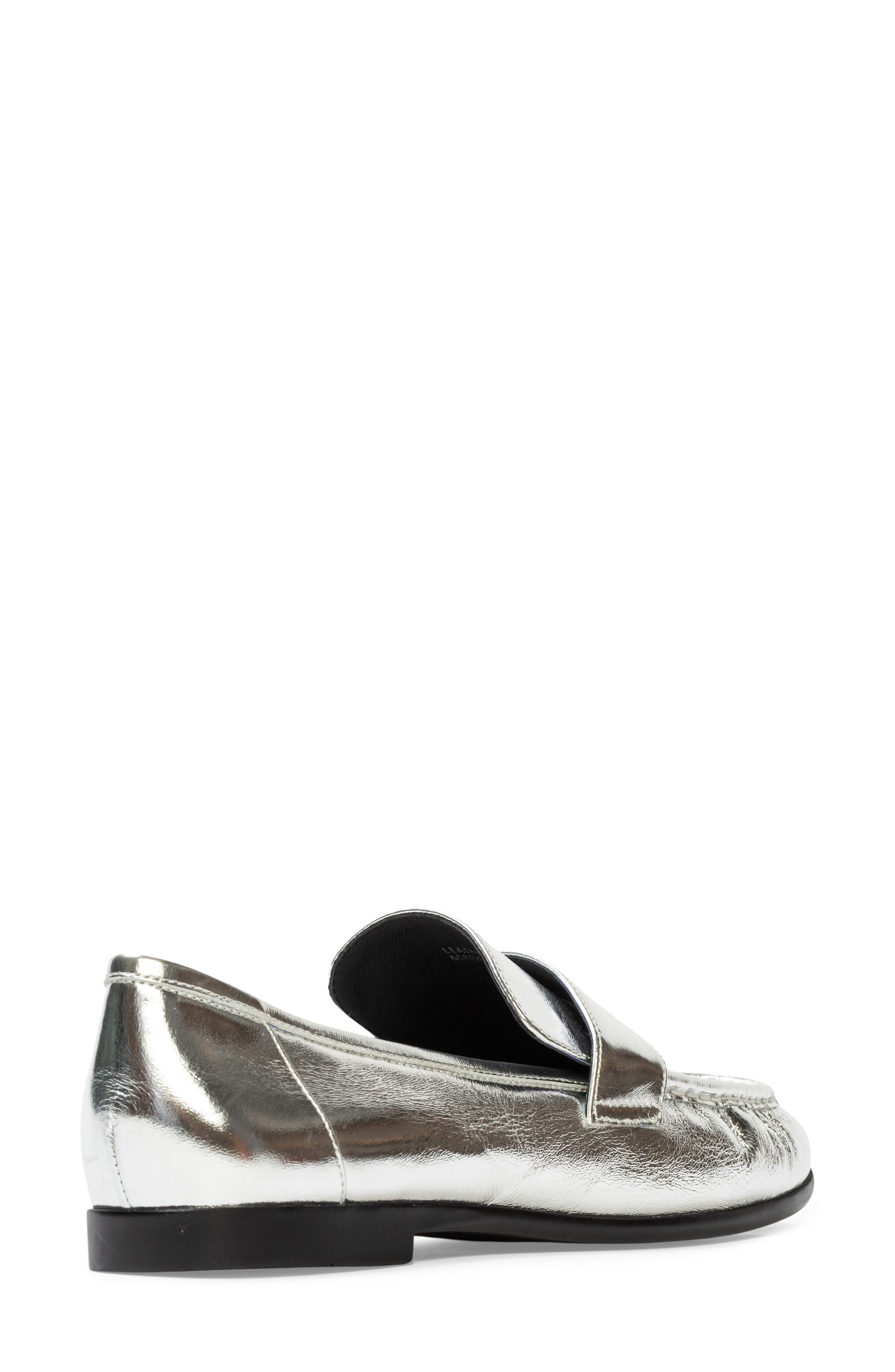 BLACK SUEDE STUDIO Arrow Loafer, Alternate, color, Silver Crinkle