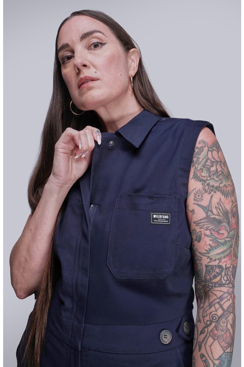 The Essential Sleeveless High Waisted Coverall, Alternate, color, NAVY