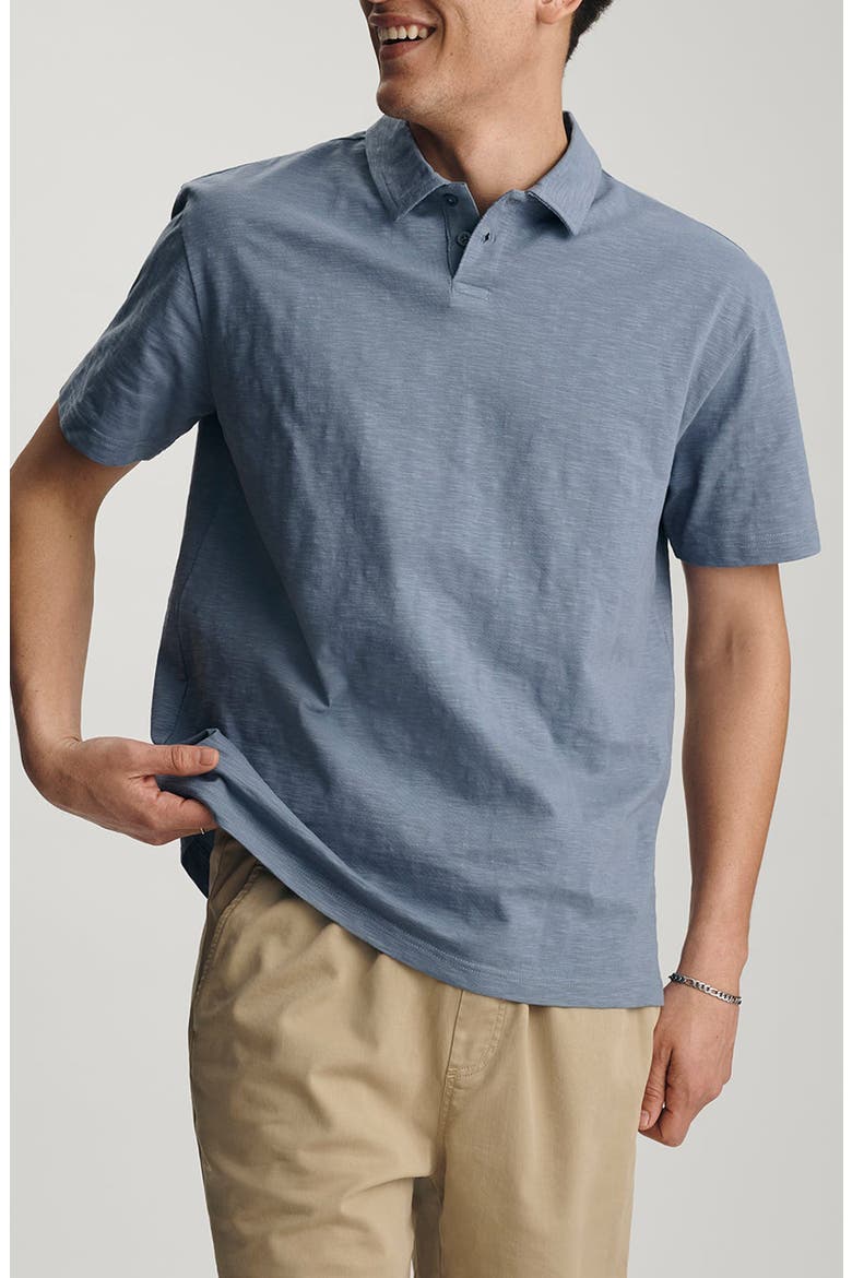 Slub Cotton Polo, Main, color, FLINT STONE