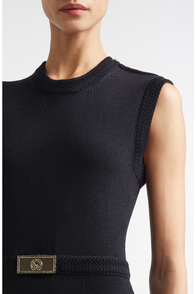 Legacy Crepe Sleeveless Wool Blend Sweater Dress, Alternate, color, BLACK