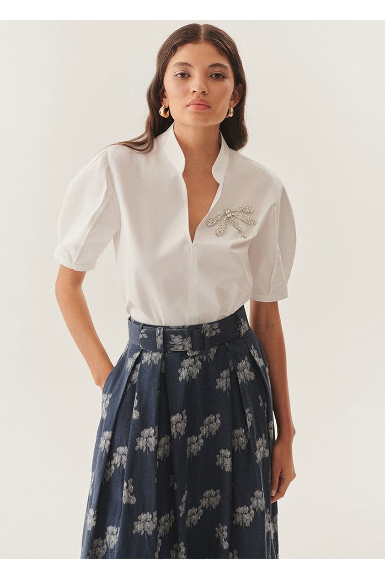 Rawon Short Sleeved Blouse, Main, color, WHITE