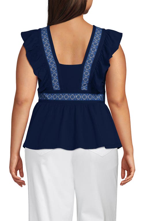 LANDS' END LANDS' END PLUS SIZE LIGHTWEIGHT JERSEY RUFFLE PEPLUM TOP