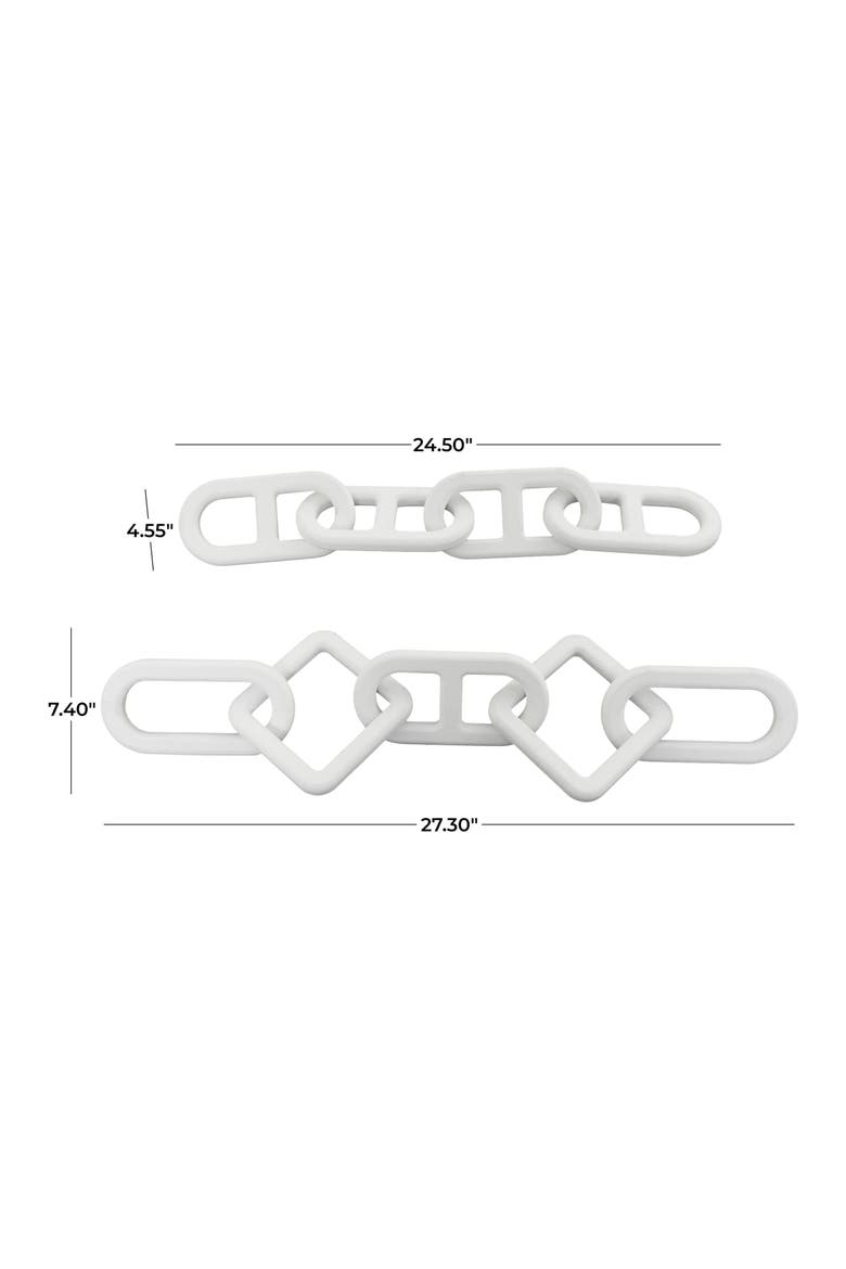 Set of 2 Wooden Chain Link Sculptures, Alternate, color, WHITE