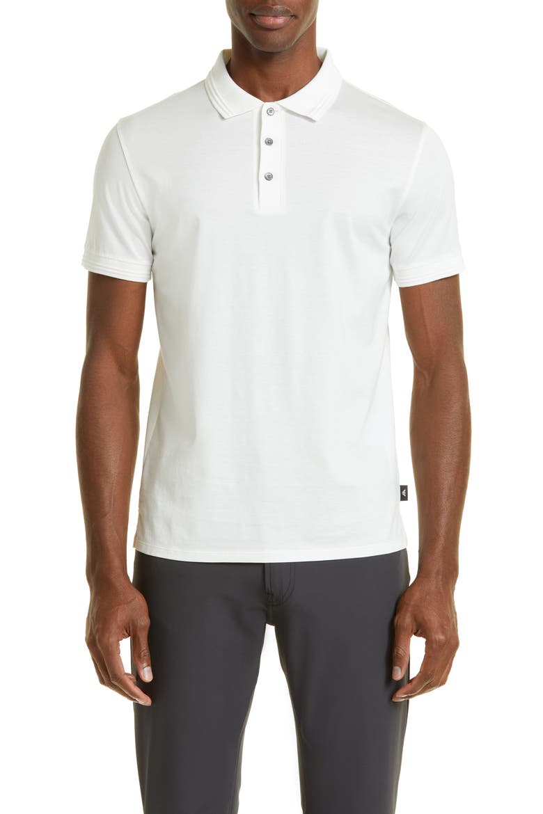 Rib Collar Polo, Main, color, WHITE/ LIGHT BLUE