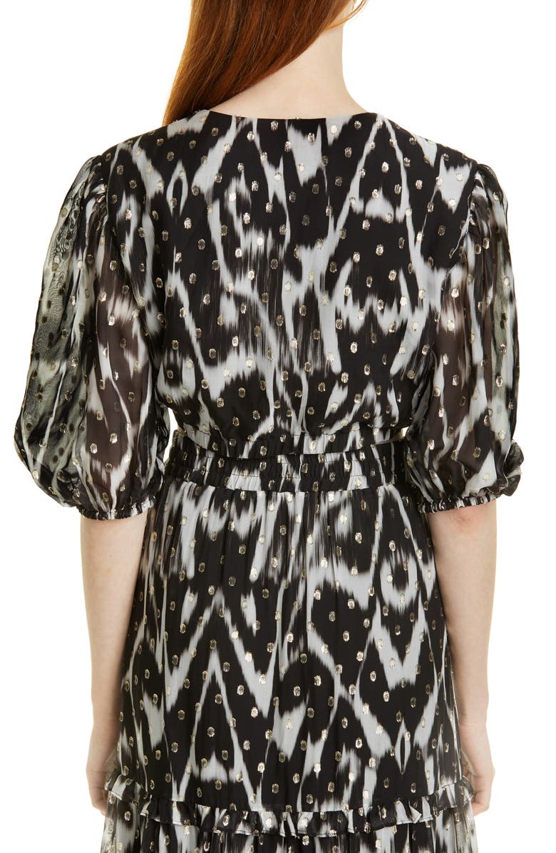 Nicole Miller Metallic Ikat Crop Top, Alternate, color, 