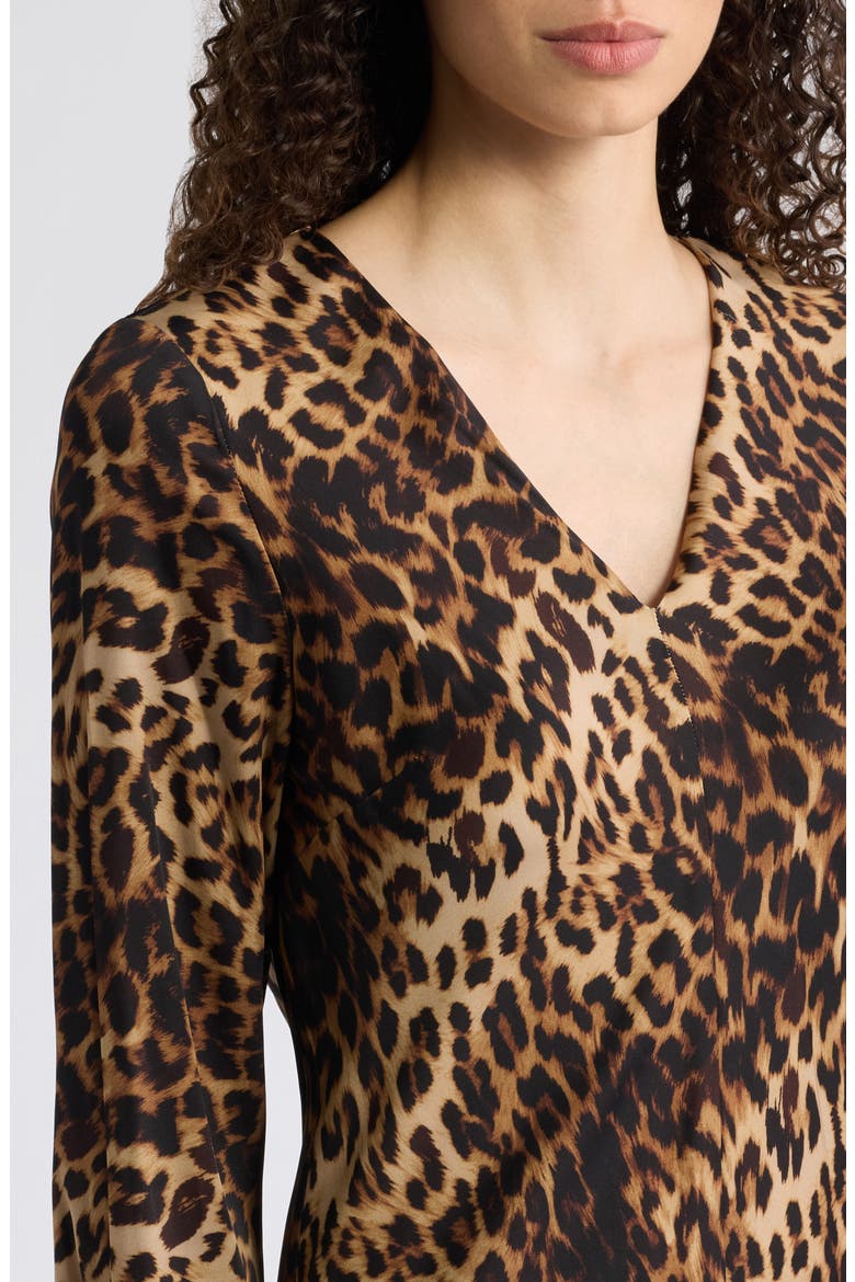 The Lauren Long Sleeve Cheetah Print Silk Blend Dress, Alternate, color, CHEETAH