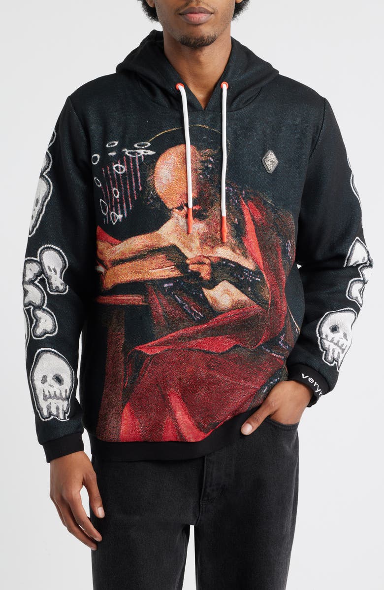 VERYRARE Saint Jerome Writing Hoodie, Main, color, Black
