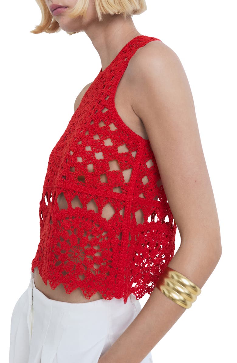 MANGO Crochet Tank, Alternate, color, Red