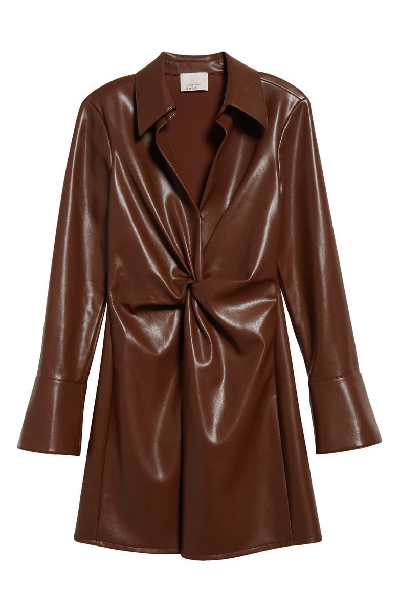 Cinq à Sept McKenna Long Sleeve Faux Leather Dress, Alternate, color, Espresso