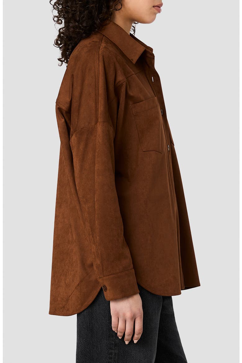 Sonja Faux Suede Button Down Shirt, Alternate, color, COGNAC CLAY